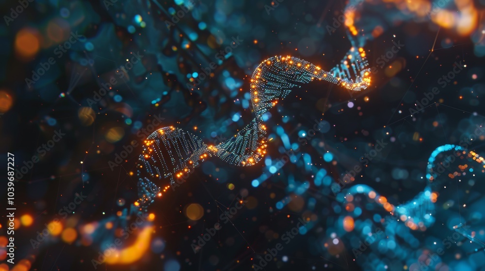 Aufkleber animation of dna helix molecules. representation of dna chromosomes. hologram elements of digital da