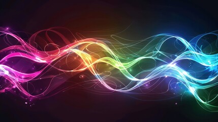 Obraz premium Abstract Rainbow Waves with Glowing Lights