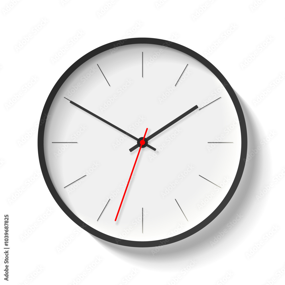 Poster classic clock image in realistic flat style, timer on white background. business watch. vector desig