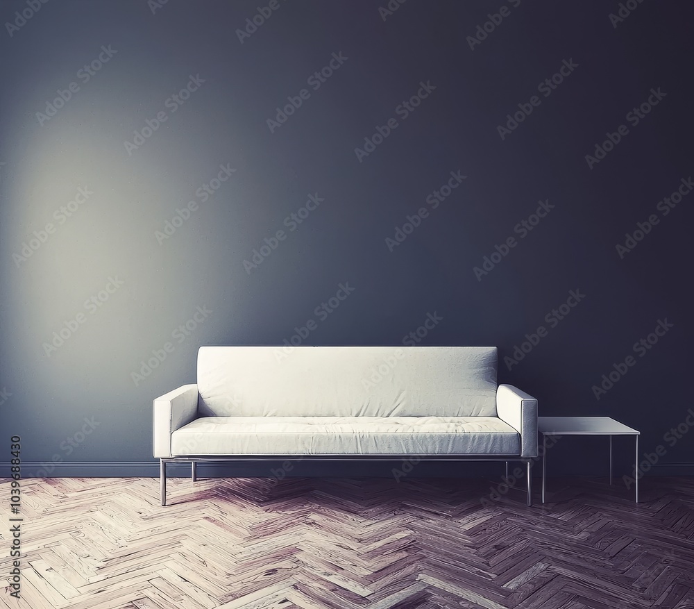 Poster 3d rendering of modern interior design with black mock up wall background