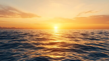 Obraz premium A Captivating Golden Sunset Over the Vast Ocean Embracing Tranquility and Natural Beauty. Gold Concept