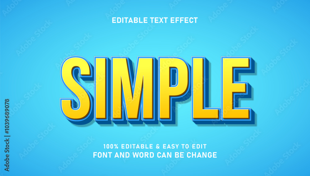 Poster simple text effect with modern 3d style that can be edited