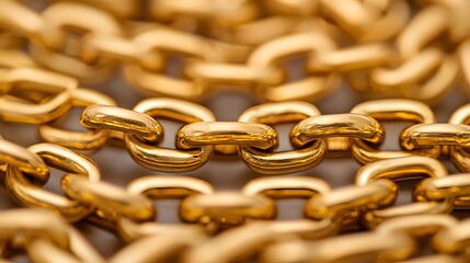 Entangled Golden Chains Reflecting Wealth and Luxury in a Captivating Close-Up Composition. Gold Concept