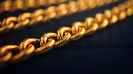 Intricate Design of Golden Chains Intertwined, Symbolizing Wealth and Luxury in a Captivating Way. Gold Concept
