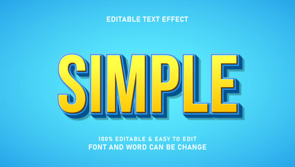Simple text effect with modern 3d style that can be edited