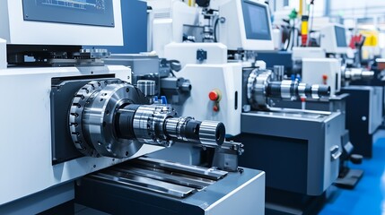 Fototapeta premium Advanced CNC Machine in High-Tech Manufacturing Facility