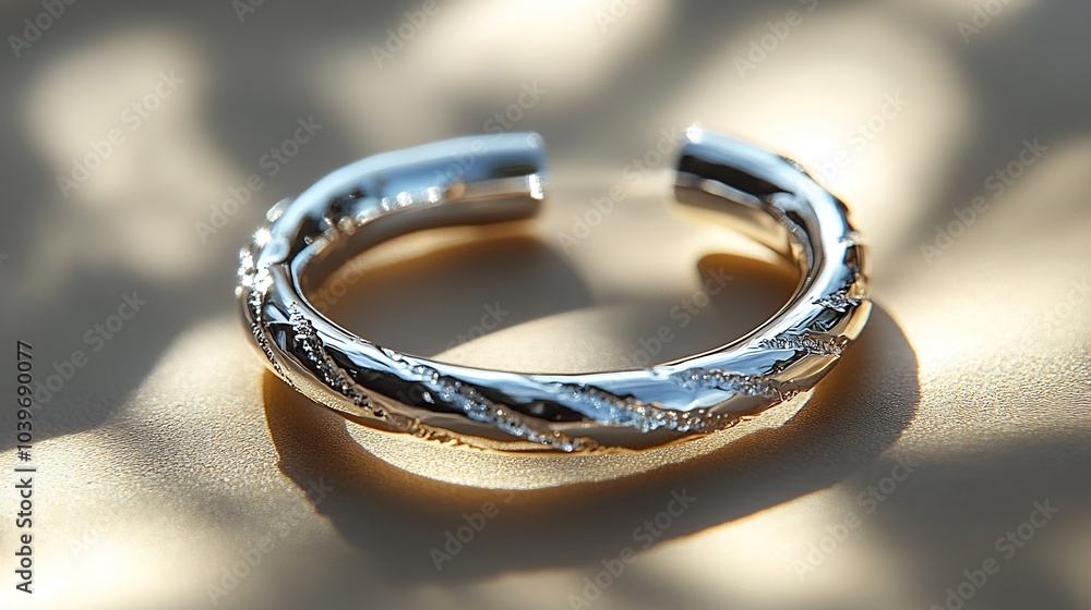 Poster thin silver hoops a textured finish isolated on a neutral minimalistic background bringing attention