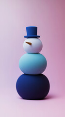 Christmas template with abstract snowman made of geometrical figures, turquoise and purple background. Generative AI