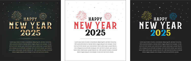 2025 New year, 2025 New Year square template with letter  for calendar, poster, banner, and media post template