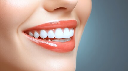 Naklejka premium Radiant woman with a dazzling white smile, portrait of beauty and confidence