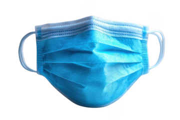 Disposable Surgical Nose Mask, light blue isolated on transparent background, png file, no background png file