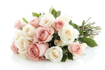 Obraz premium A light pink and white roses bouquet, 