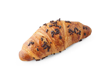 Croissant bakery with chocolate isolated white background style.