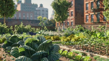 Vegetables growing in an urban vegetable garden