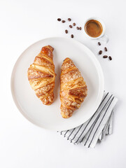Croissant bakery isolated white background style.