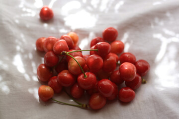 red cherries in a bowl