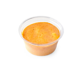 Sauce for potato and fried chips hamburger, white background and isolated.