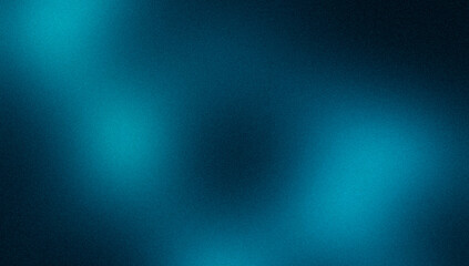Grainy noisy gradient background, abstract vibrant color flow shape, glowing sky blue black noise texture banner design, copy space