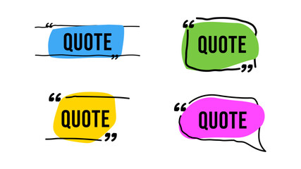 Set of quote box icon. Flat style. Vector illustration. Template quote text. Doodle 
retro style design.