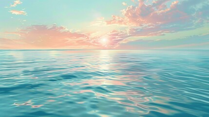 Obraz premium Captivating image of the expansive sea meeting the vast open sky The calm blue waters stretch to the horizon seamlessly blending with the soft pastel hues of the sky at sunset