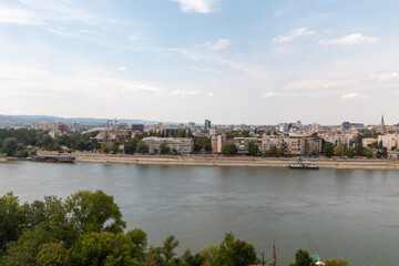 Panoramic view of Novi Sad on a summer day from the Petrovaradin Fortress