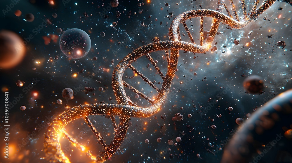 Leinwandbilder dynamic and captivating 3d of a glowing mesh dna helix twisting and swirling through a mesmerizing g