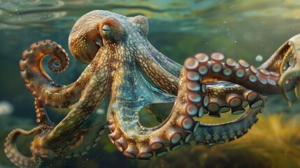 Fototapeta premium Wonderpus octopus or Wunderpus photogenicus live in shallow water