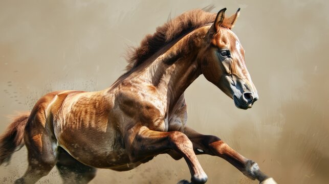 Horse foal galloping around on the riding bib