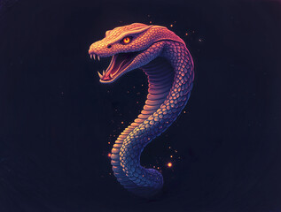 Fototapeta premium avatar aggressive neon snake. Generative AI