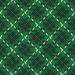 Retro St. Patrick's Day Irish Tartan green Raster Pattern. Traditional Ireland plaid diagonal seamless pattern.