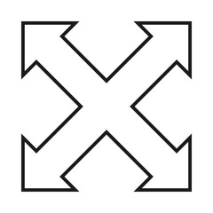 Hollow Crossed Diagonal Double Arrows Icon
