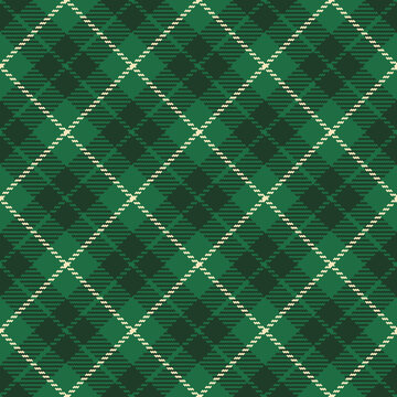 Retro St. Patrick's Day Irish Tartan green Raster Pattern. Traditional Ireland plaid diagonal seamless pattern.