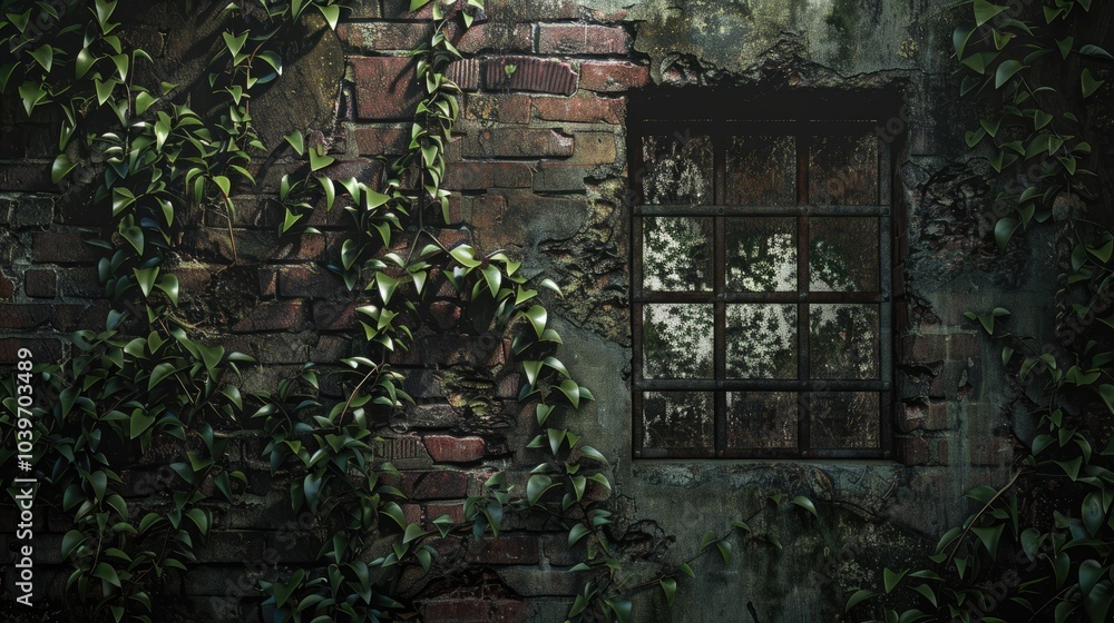 Poster a beautiful design of of wall textured with window