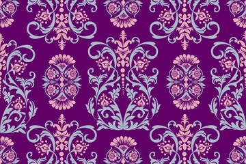 Seamless damask pattern with a classic floral design.African embroidery patterns, paisley, boho, floral ikat, ethnic floral designs, ikat sari, ikat patterns and ethnic patterns.