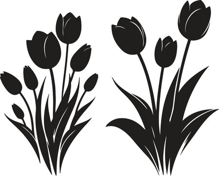 Naklejki Create a Tulip silhouette vector with white background