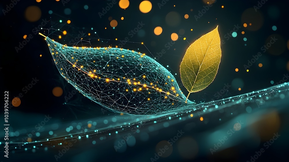 Leinwandbilder captivating abstract digital artwork showcasing the mesmerizing cycle of leaves transitioning from v