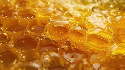 thick and sweet honey mixed from different types of honey of different colors with air bubbles close up of natural flower honey with noticeable specific properties density and stringiness