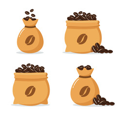 Fresh Coffee Beans in Sack vector Illustration