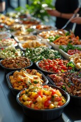 Different meals in a buffet inside a company's workspace