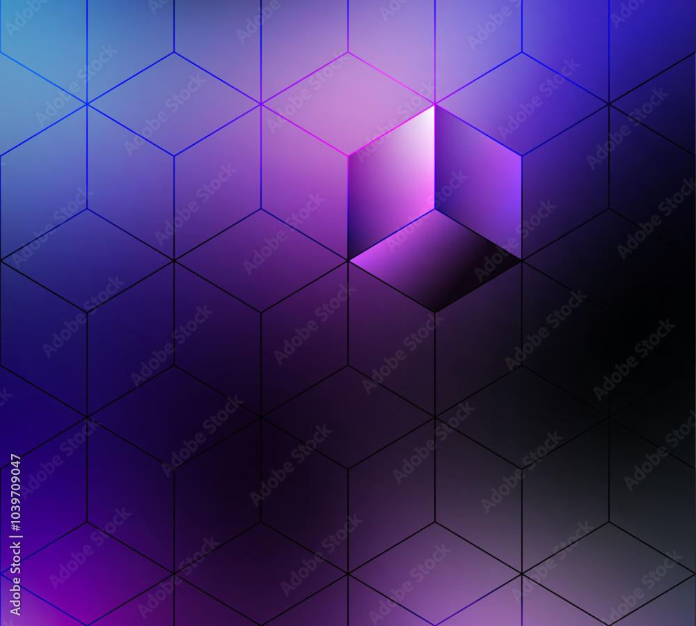 Poster Abstract cubes pattern vector blurred background