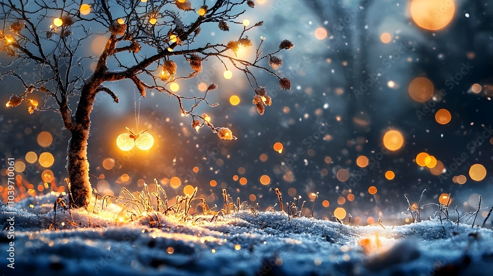 Aufkleber captivating scene of snow covered trees glowing under the mesmerizing display of the northern lights