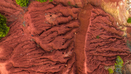 Aerial view of the Otranto bauxite quarry in the province of Lecce, Salento, Puglia, Italy.