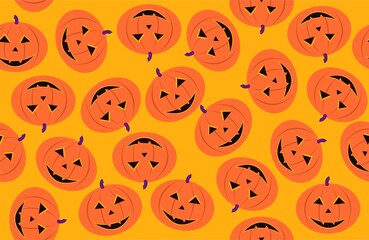 yellow background with halloween pumpkin seamless pattern