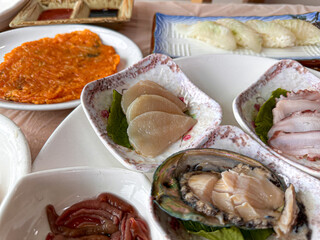 Korea seafood. Pen Shell and Scallop