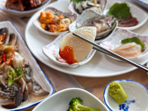 Korea seafood. Pen Shell and Scallop
