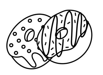 Minimalist Outline of a Donut. Dessert food, sweet food. Bread.