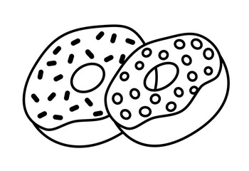 Minimalist Outline of a Donut. Dessert food, sweet food. Bread.