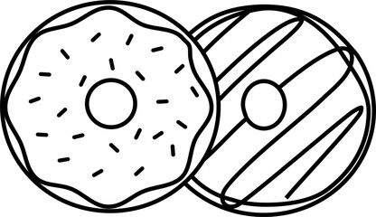 Minimalist Outline of a Donut. Dessert food, sweet food. Bread.