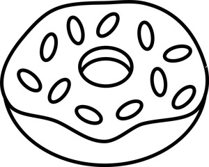 Fototapeta premium Minimalist Outline of a Donut. Dessert food, sweet food. Bread.
