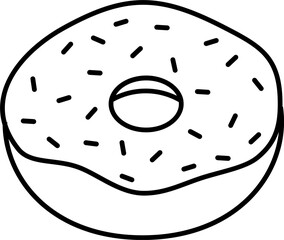 Minimalist Outline of a Donut. Dessert food, sweet food. Bread.